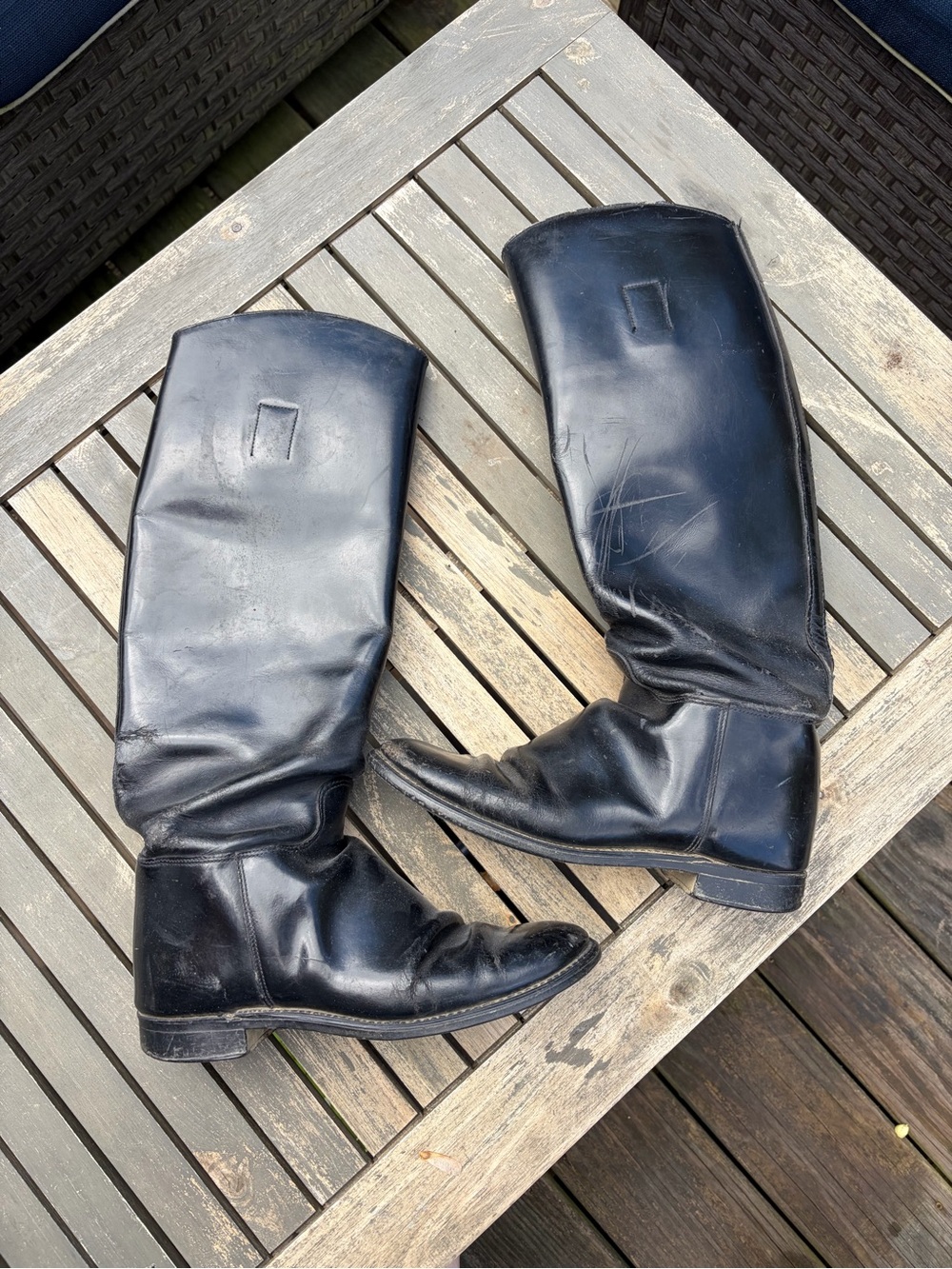 Women's Vintage Griffin Tall Black Leather Riding Boots *SEE PHOTOS*